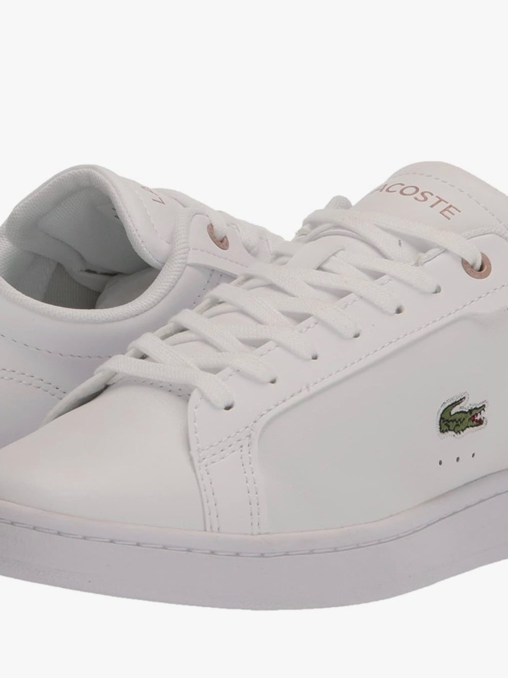 Lacoste White Leather Sneakers with Green Crocodile Accent brand new